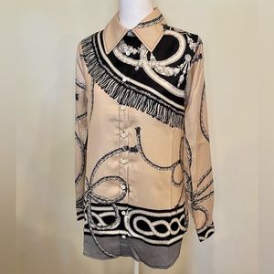 DG2 By Diane Gilman Silky Button Down Blouse Size XS